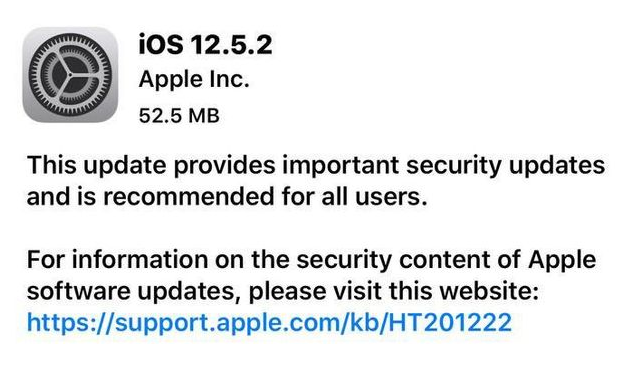 无为苹果手机维修分享iOS12.5.2发布，建议所有老苹果用户安装 